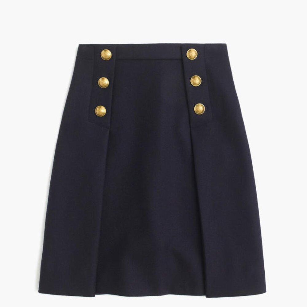 J. Crew Navy Mini Skirt with Gold Buttons